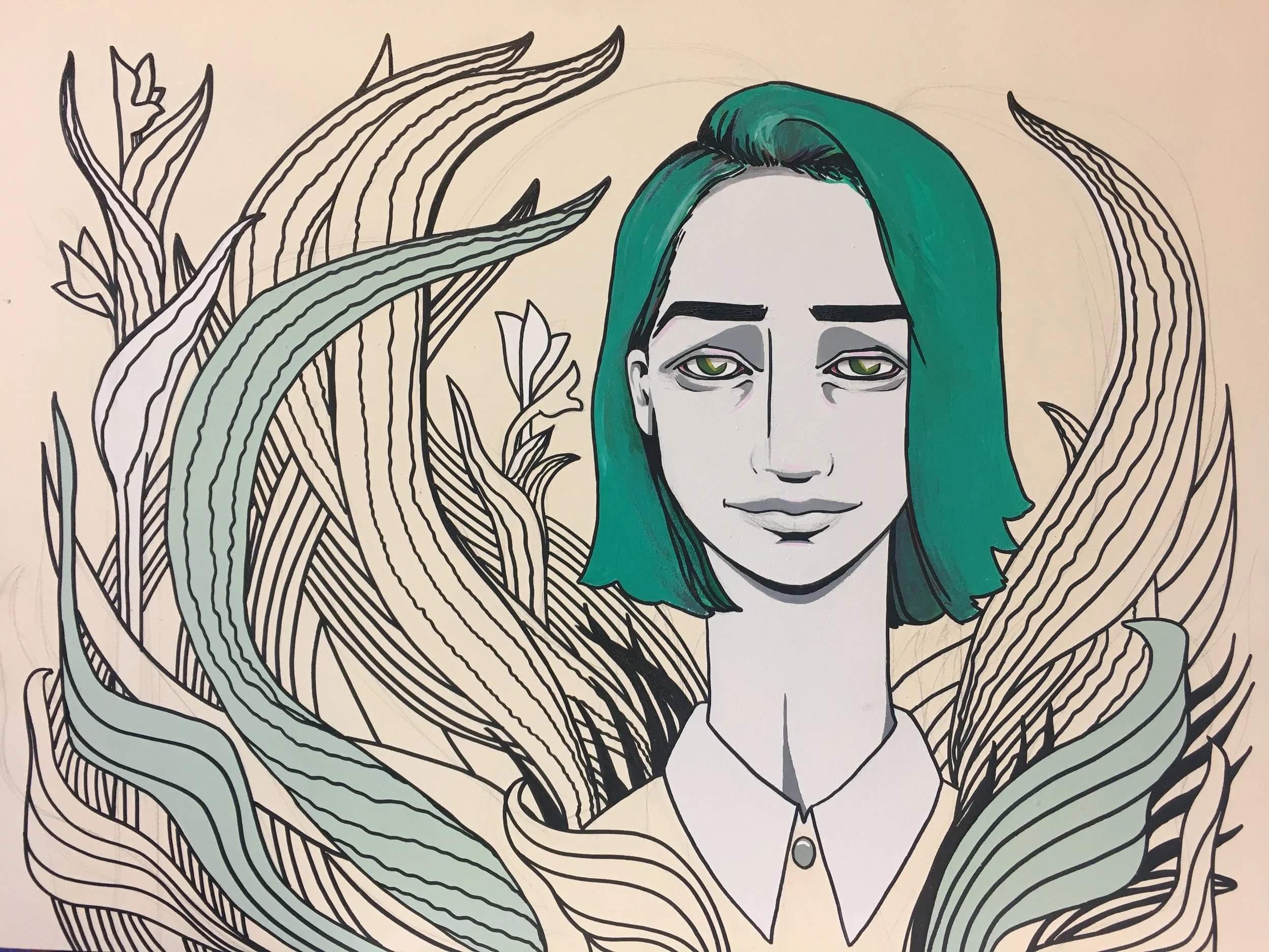  Spray paint, acrylic, ink 