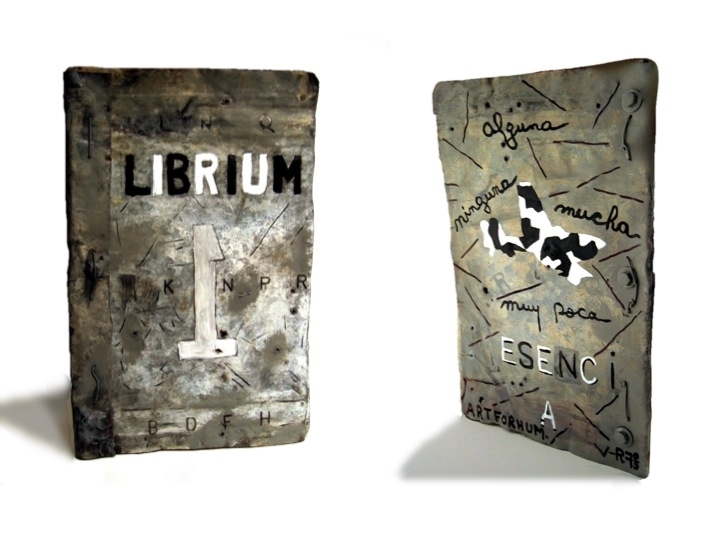 Librium (book) 2005 Private Collection (front & rear views) galvanized steel, oil paint
