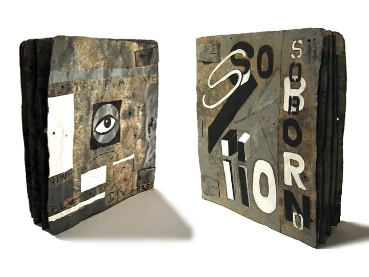 Soborno (book) 2005 Private Collection (front & rear views) galvanized steel, oil paint