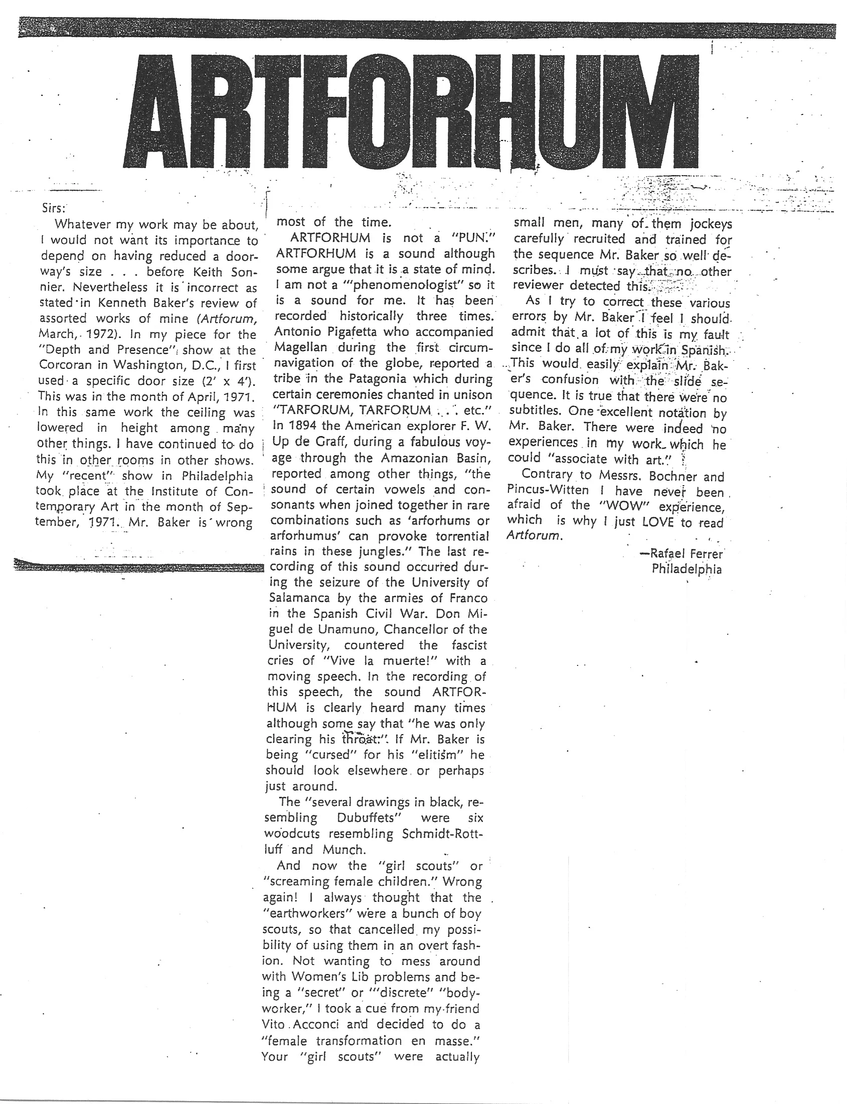 Review of Ferrer Exhibition at the Whitney Museum 1970