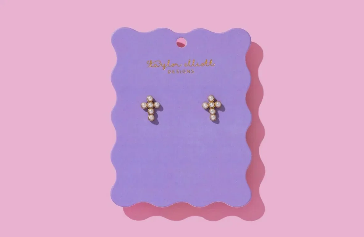 pearl cross earrings - parable of the pearl