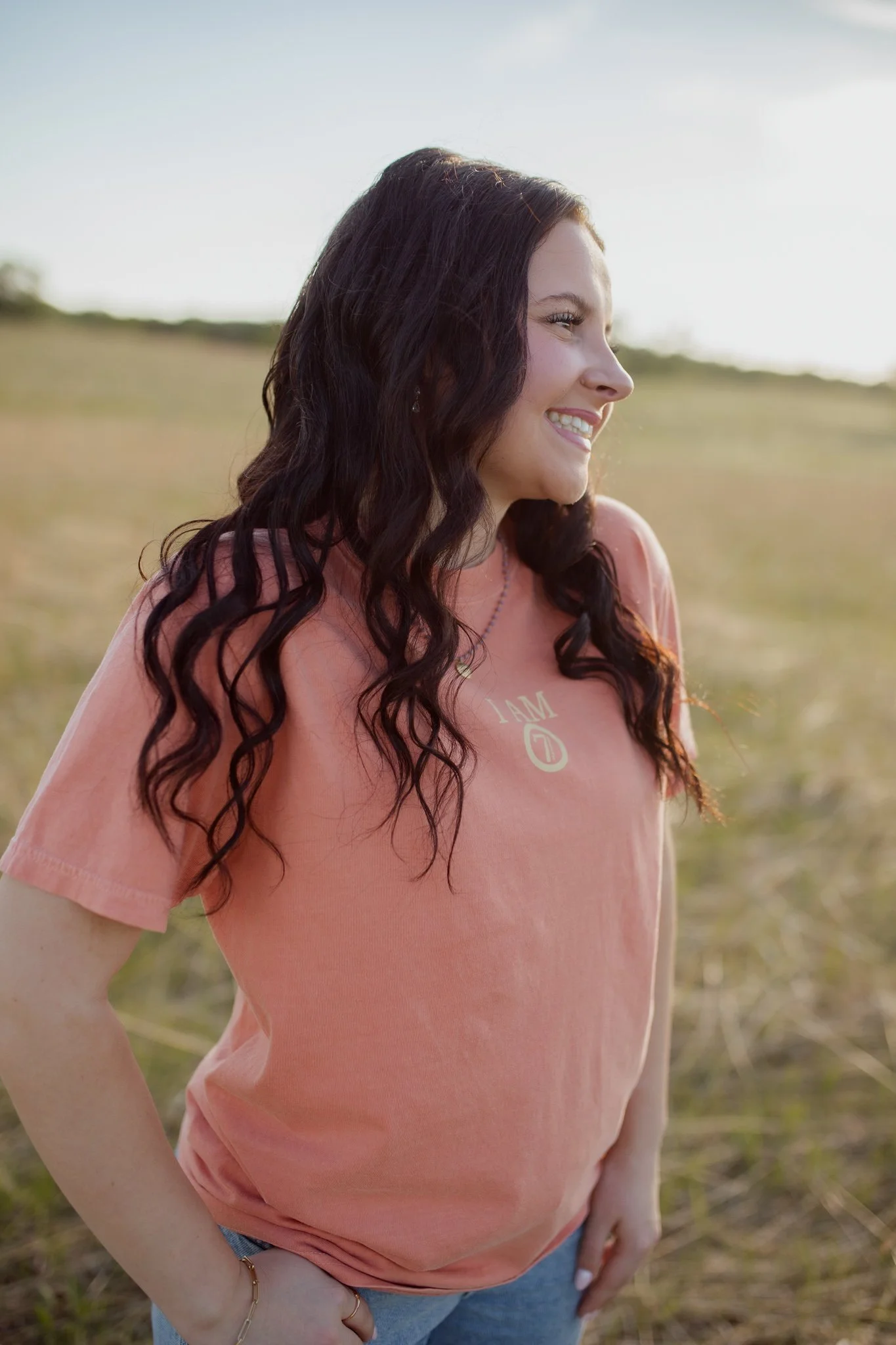 Christian comfort colors I AM T-shirt inspired by Jesus' 7 I Am Statements.  terracotta tee with cream screen print reminding believers of who Christ is.