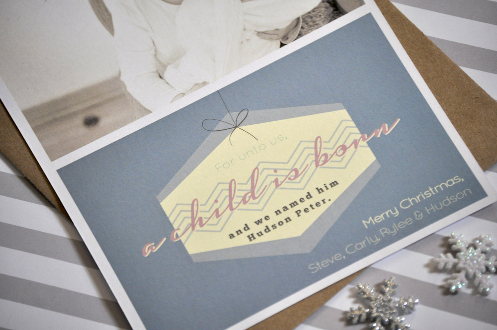 Customized the wording and added a baby announcement on the back.