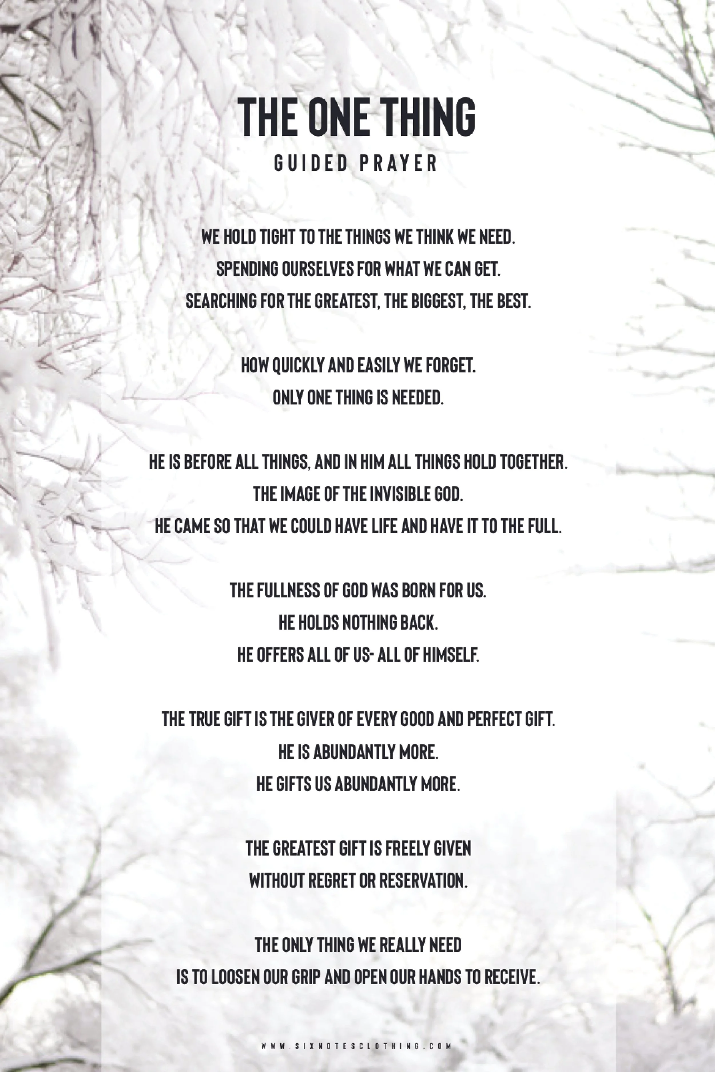 Morning Prayer - The One Things