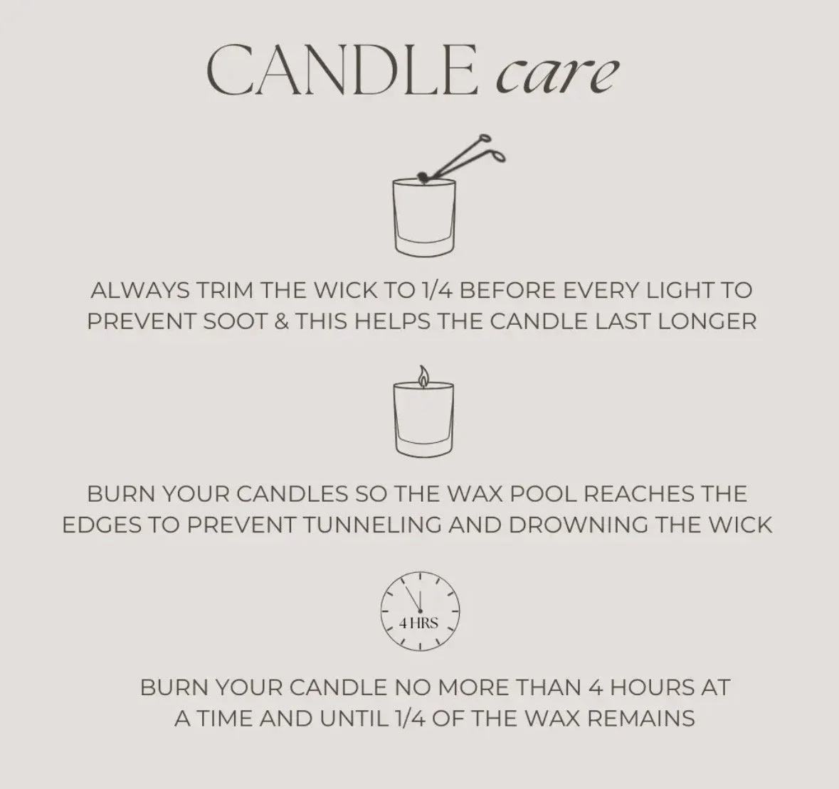 instructions on how to care best for candles