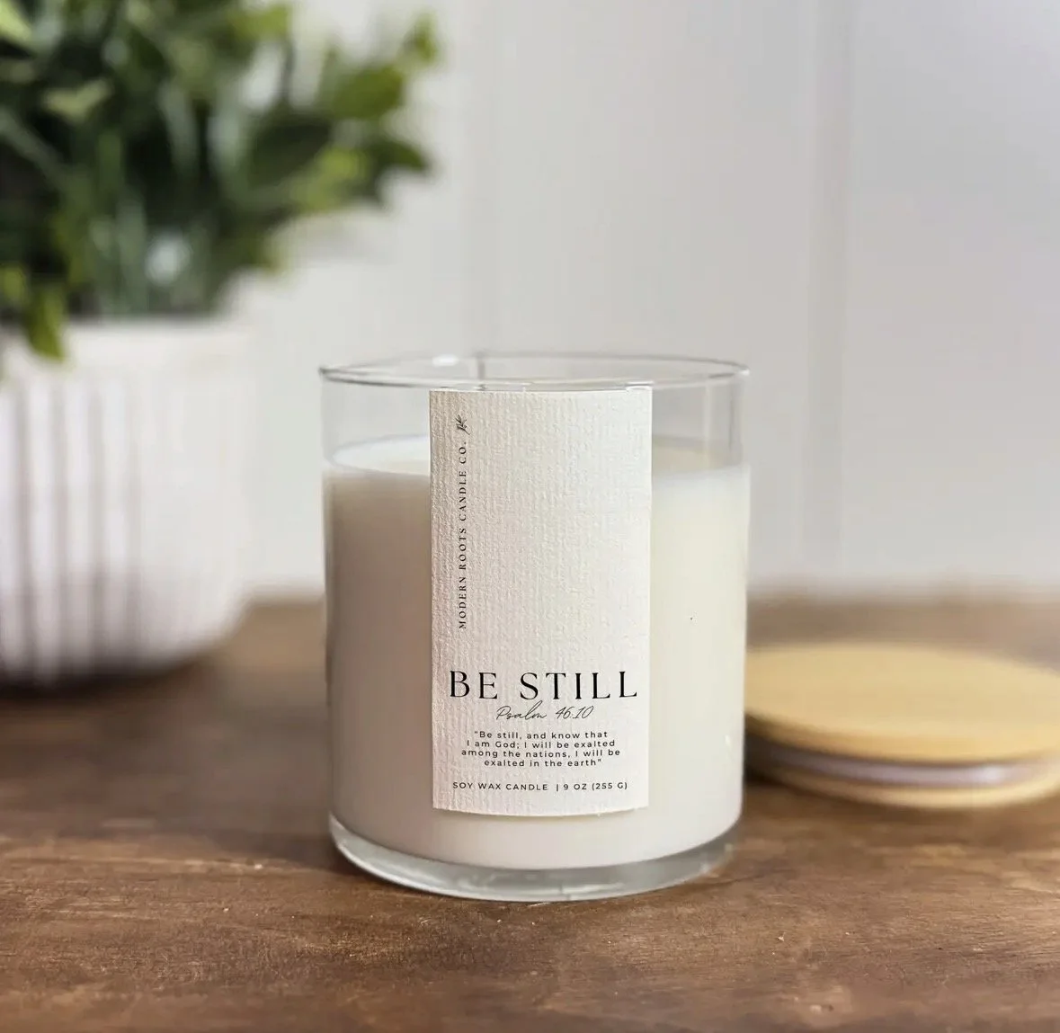 bible verse candle designed with psalm 46:10 Be Still and Know