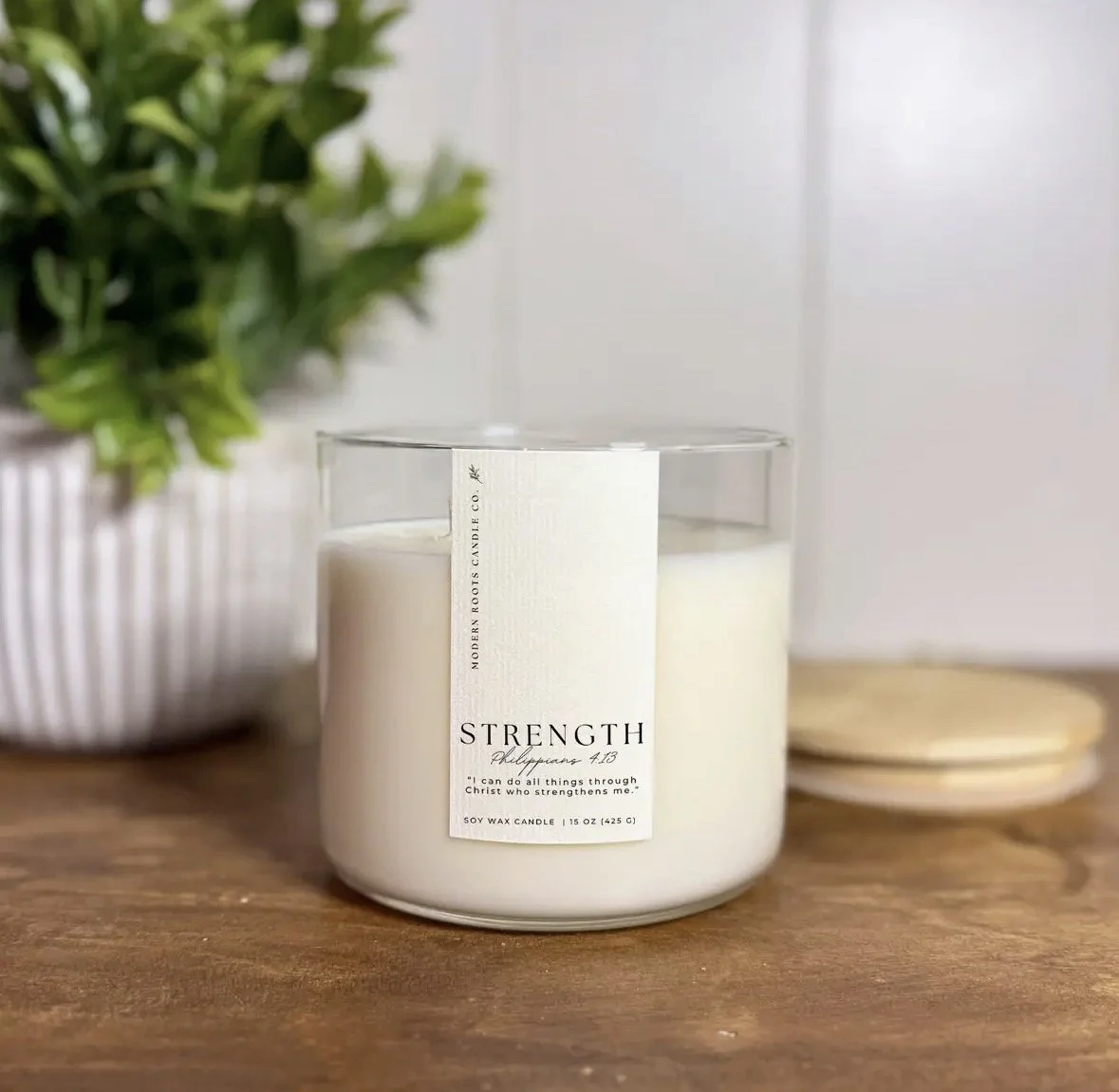 candle designed with bible verse - strength