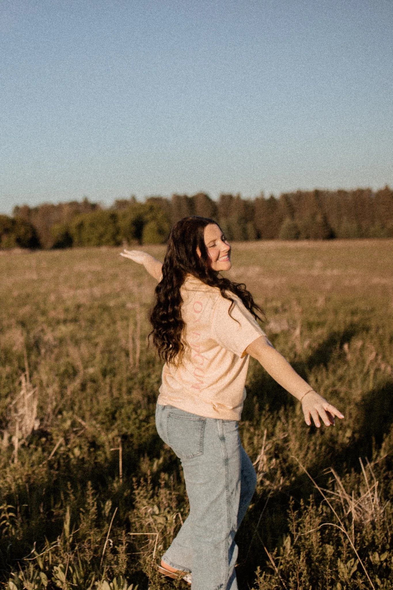 Christian comfort colors Take Heart I have Overcome T-shirt inspired by John 16:33.  Butter yellow tee with pink screen print reminding believers Christ as overcome.