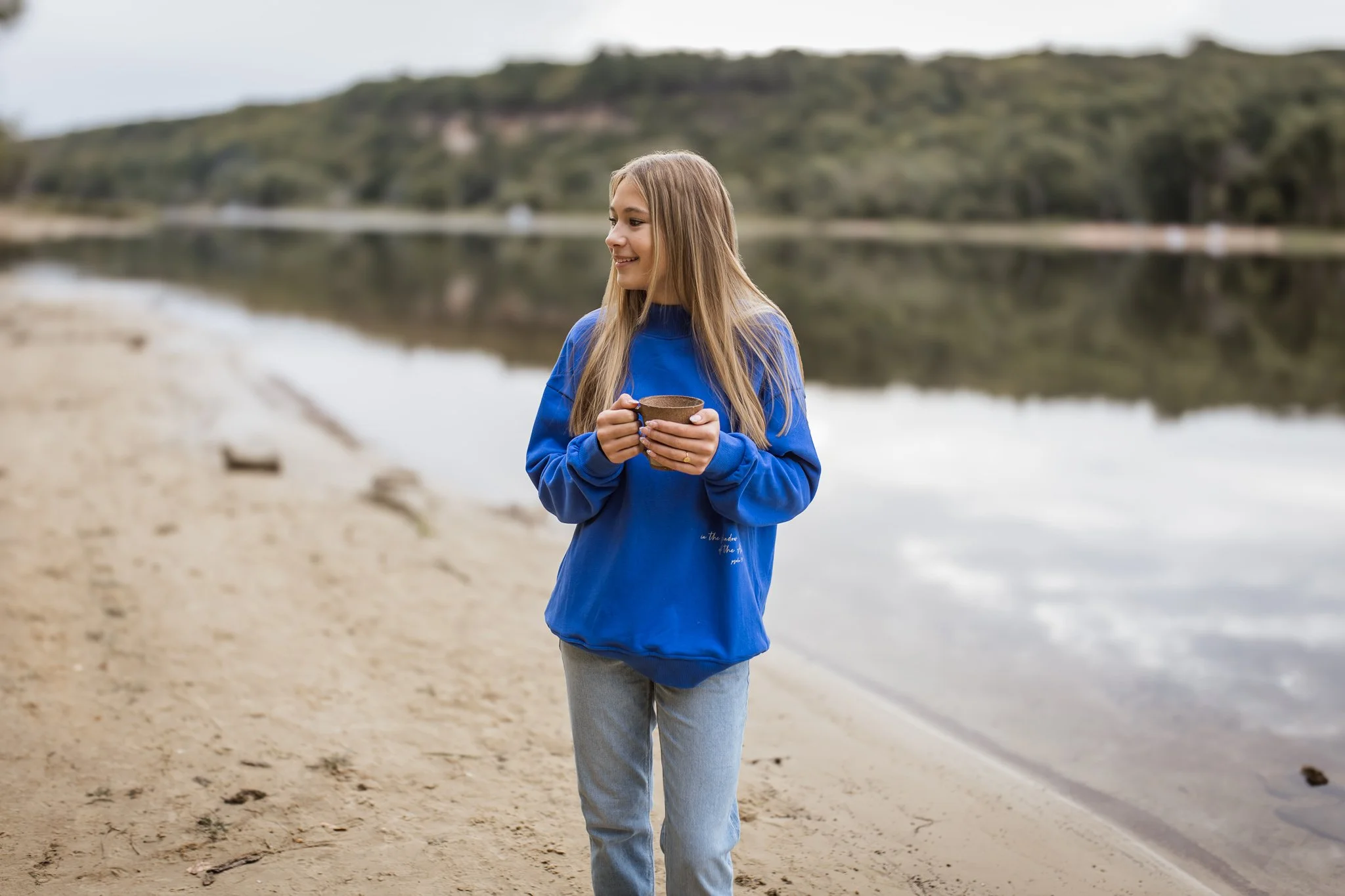 cozy vibes for fall line christian clothing brand photoshoot featuring shadow of the almighty sweater