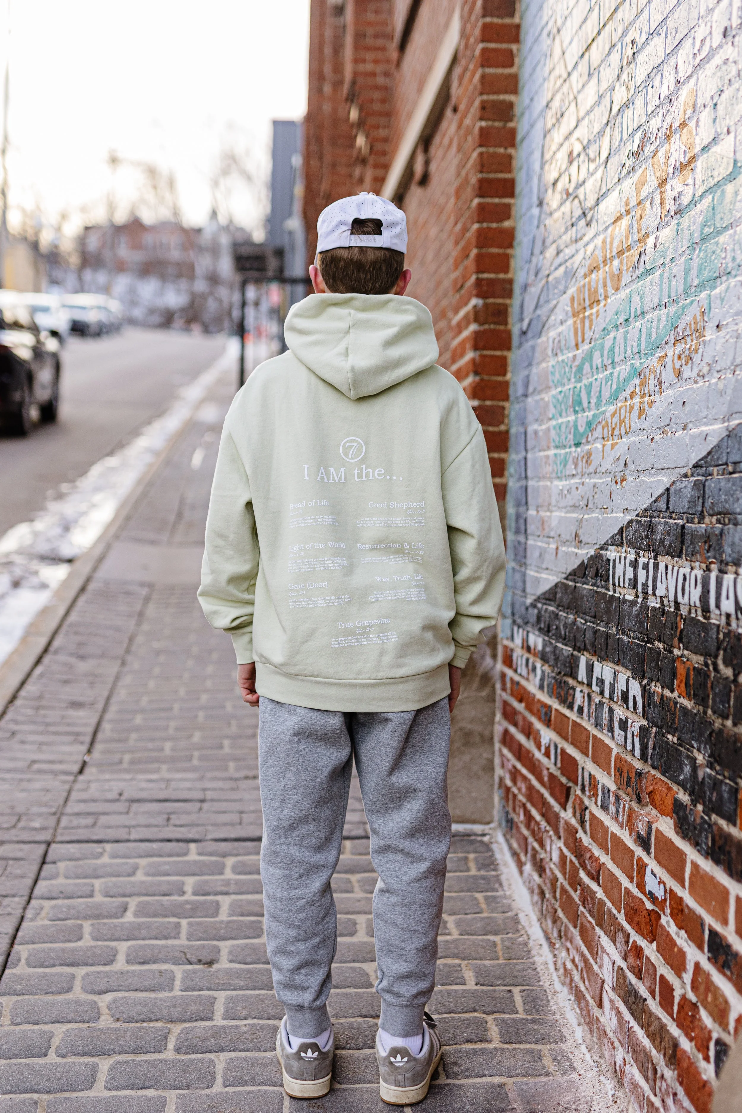 Seven I Am statements Jesus said on a christian sweatshirt both front and back