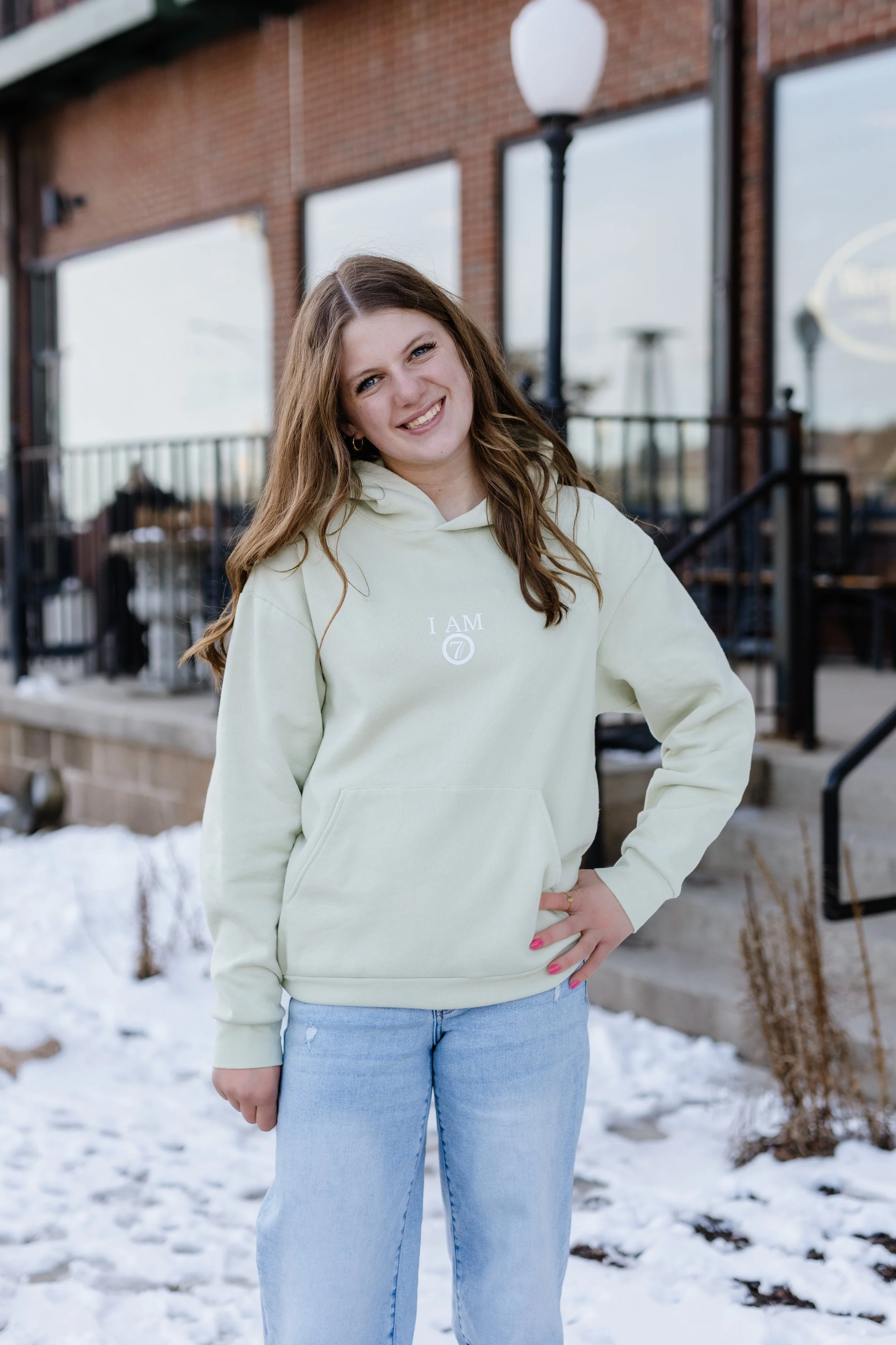 Christian sweatshirt with the seven I Am statements designed front and back