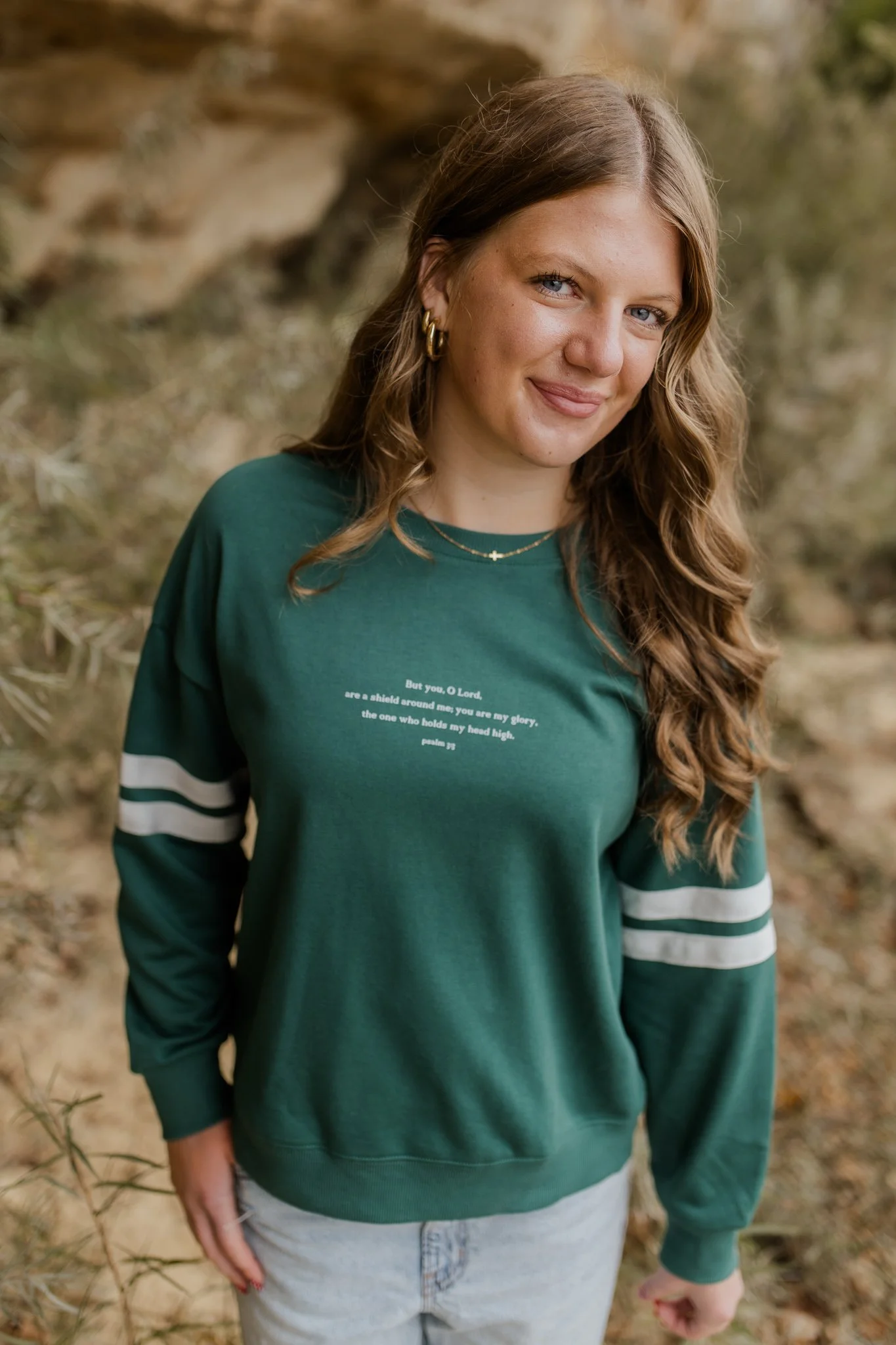 psalm 3:3 green varsity sweater