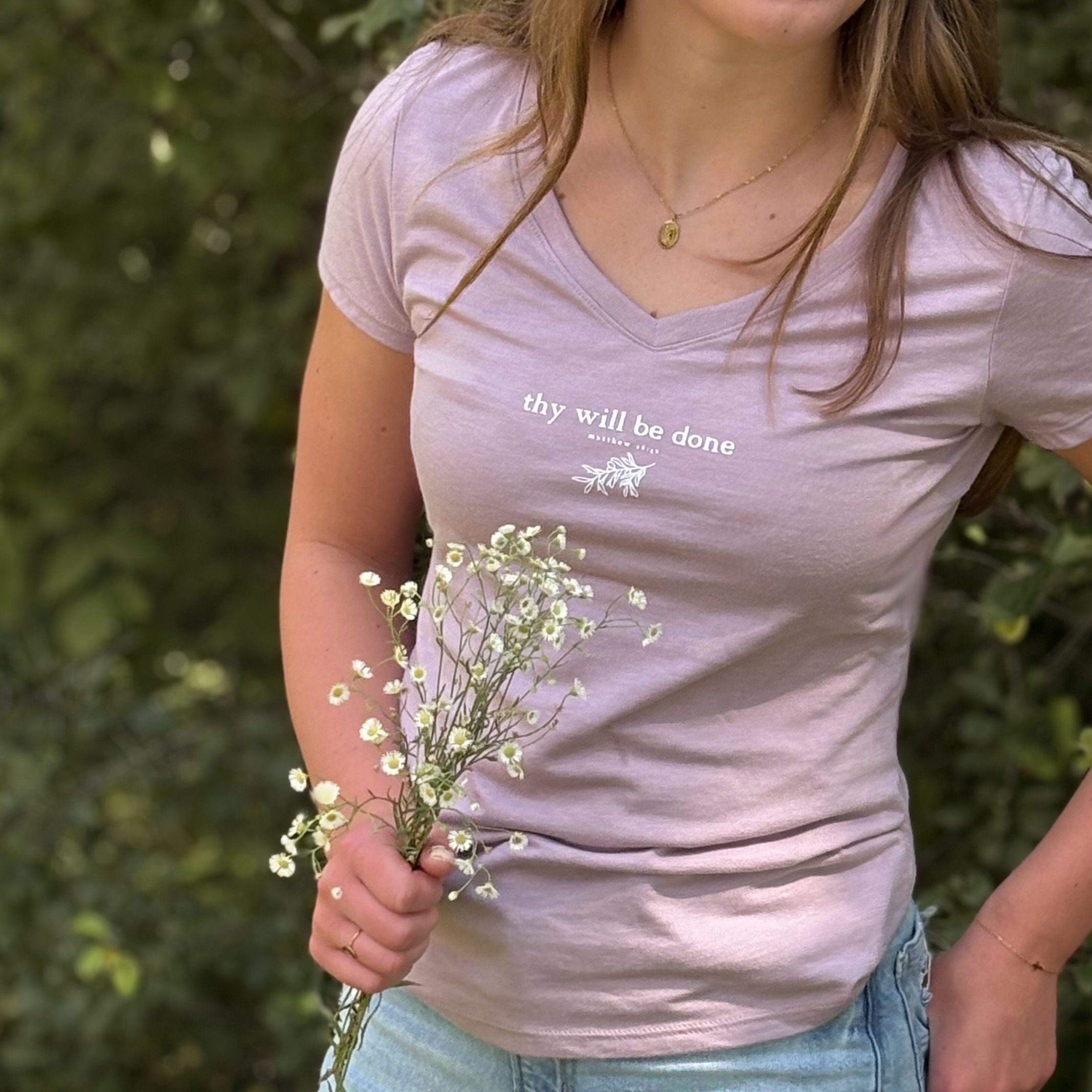 christians women's tee with bible verse thy will be done