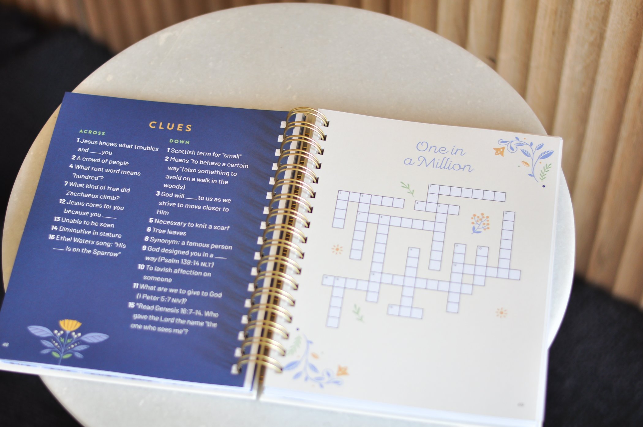 spiral bound hard cover beautiful bible study puzzle book