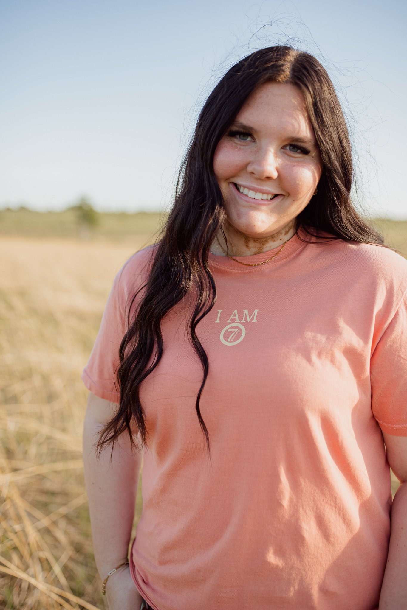 Christian comfort colors I AM T-shirt inspired by Jesus' 7 I Am Statements.  terracotta tee with cream screen print reminding believers of who Christ is.