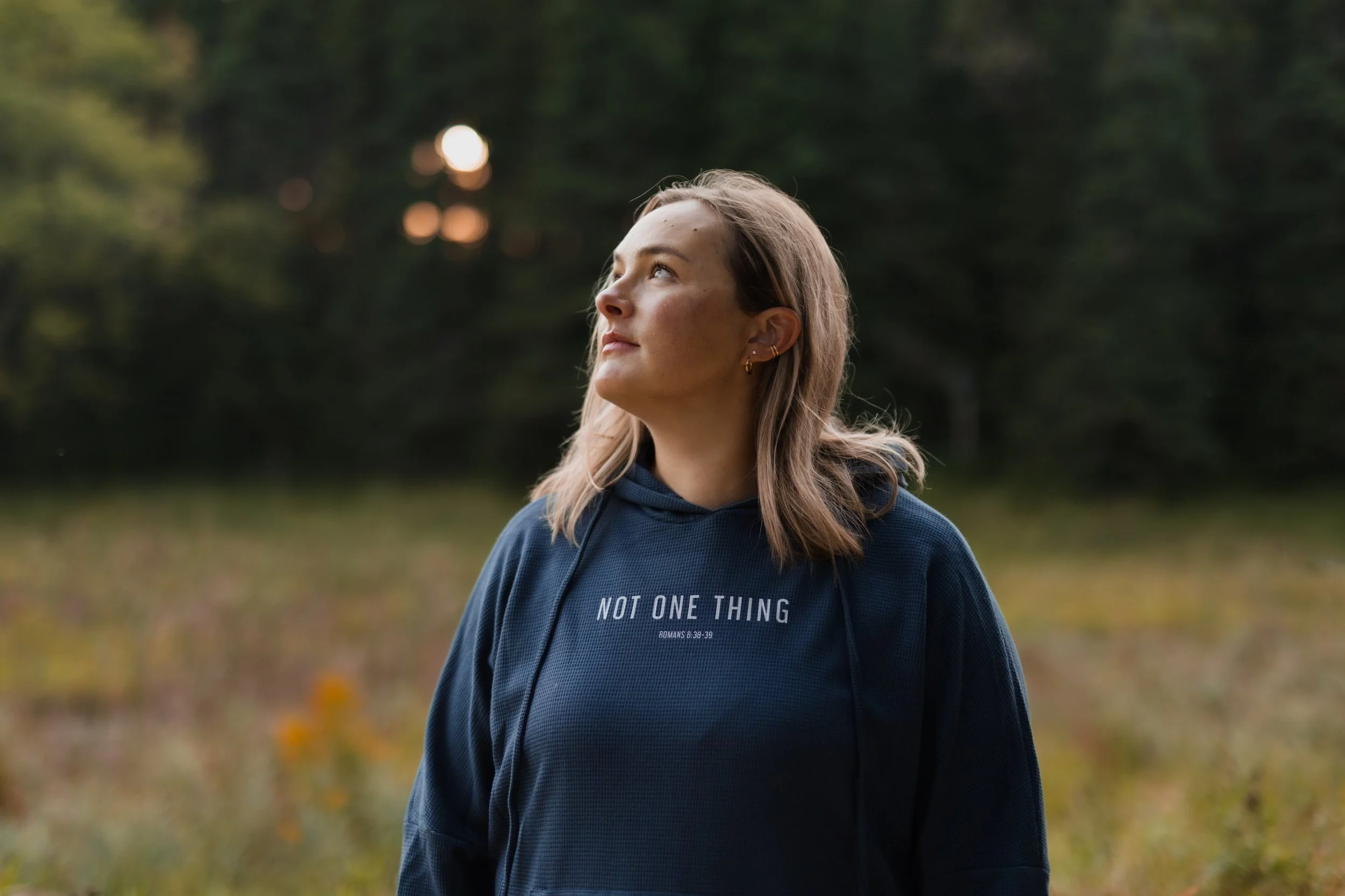 Romans 8:38 Christian hoodie designed with Not One Thing