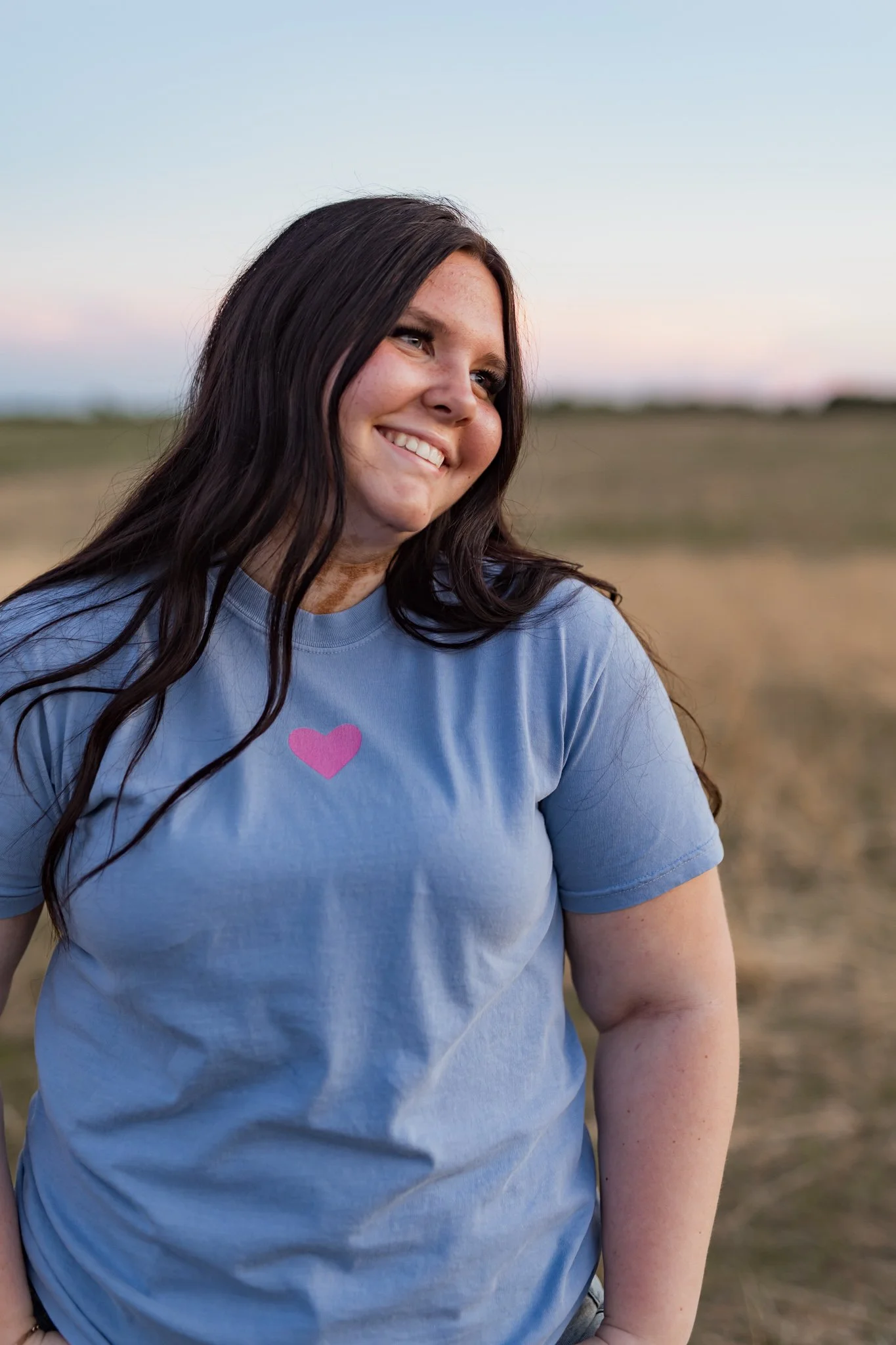Christian comfort colors Above All else T-shirt inspired by bible verse proverbs 4:23.  blue denim tee with pink and white screen print reminding believers to guard your heart