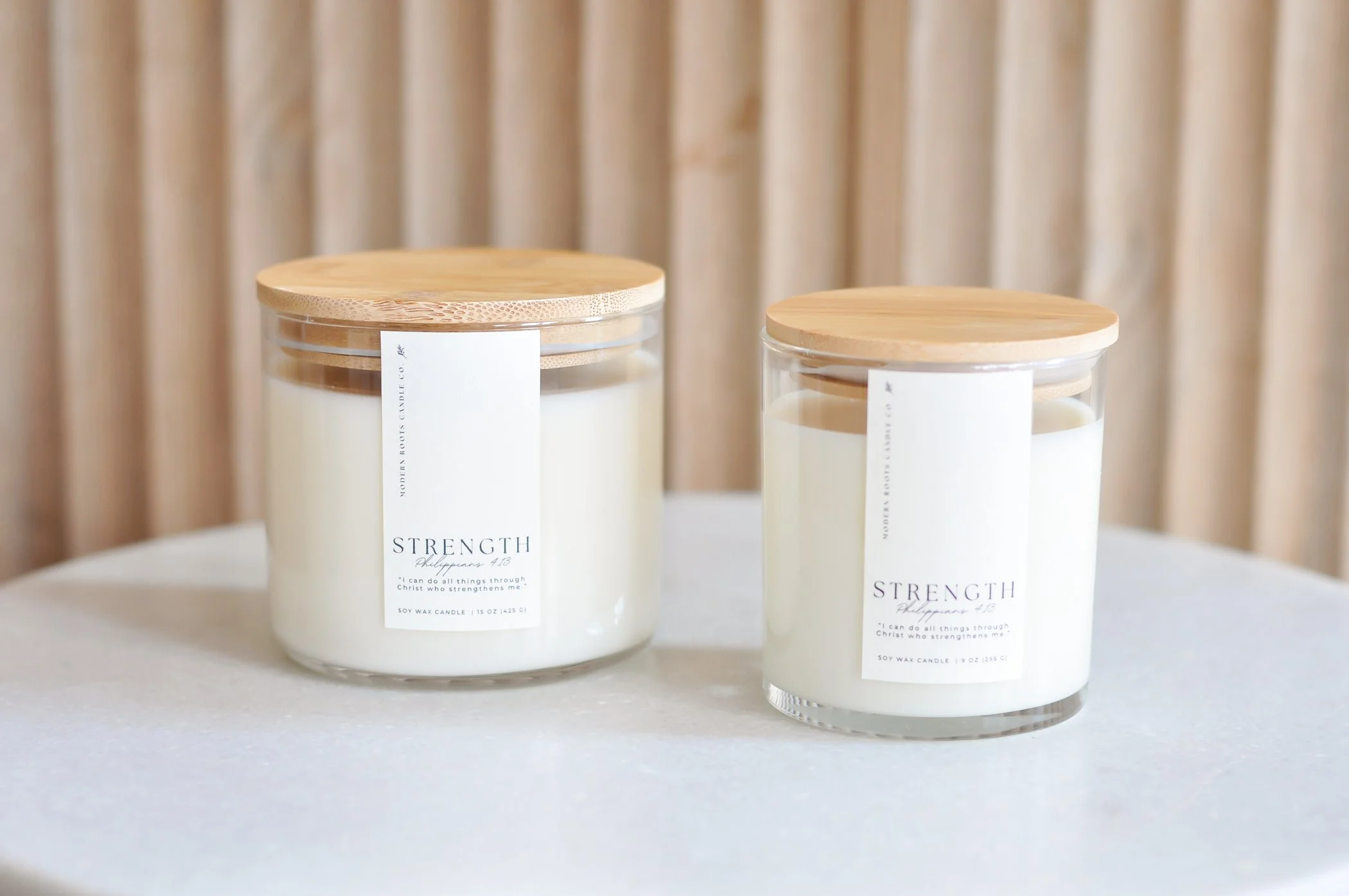 strength candle - palo santo and mossy woods