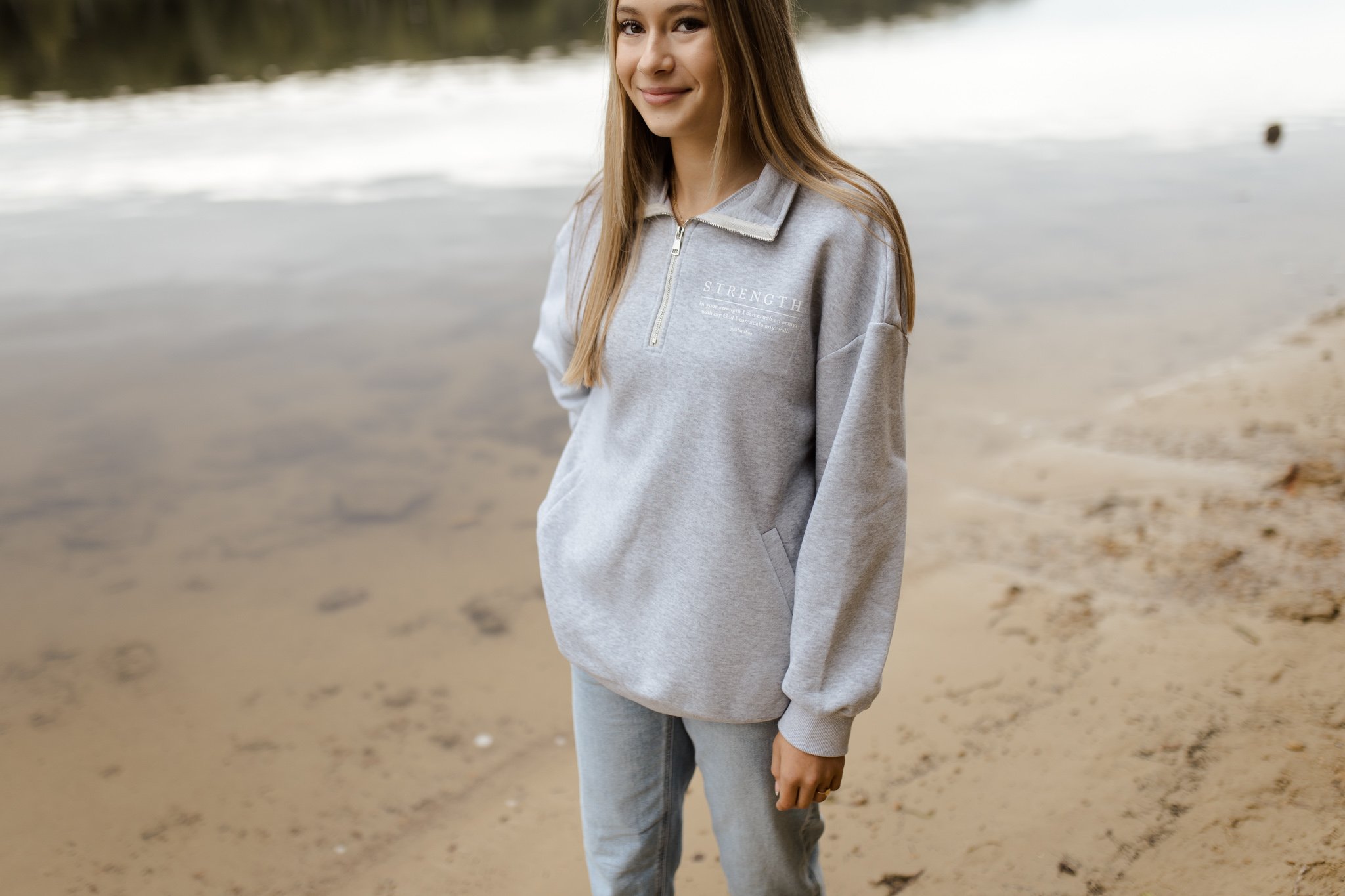 strength christian quarter-zip pullover
