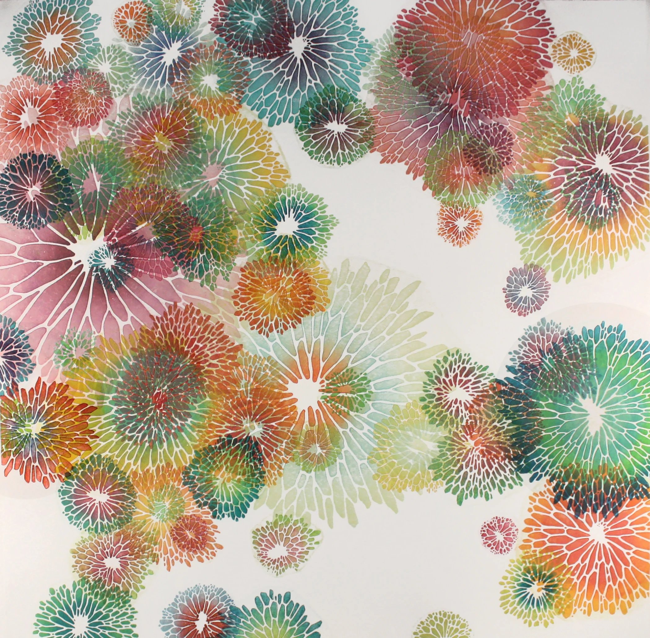 Journey To the Center of the Kaleidoscope Intaglio 22x22" 2015