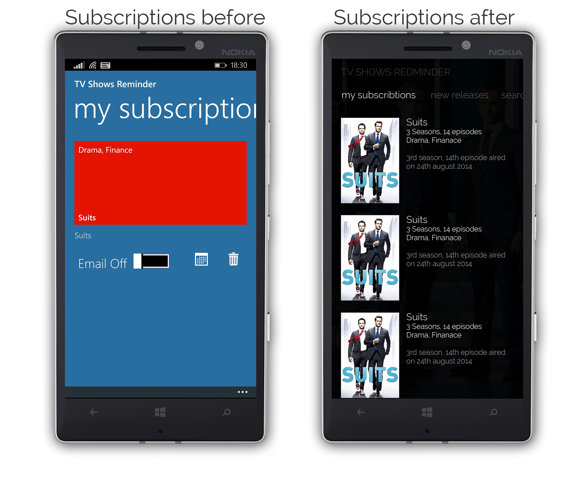 Lesson: Let the content flourish. Hide functionality (moved to context menu) and move the functions to where they are actually used (details page)