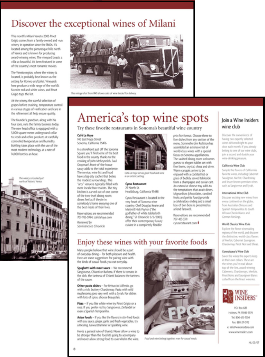 EDUCATIONAL CONTENT AND WINE PAIRINGS