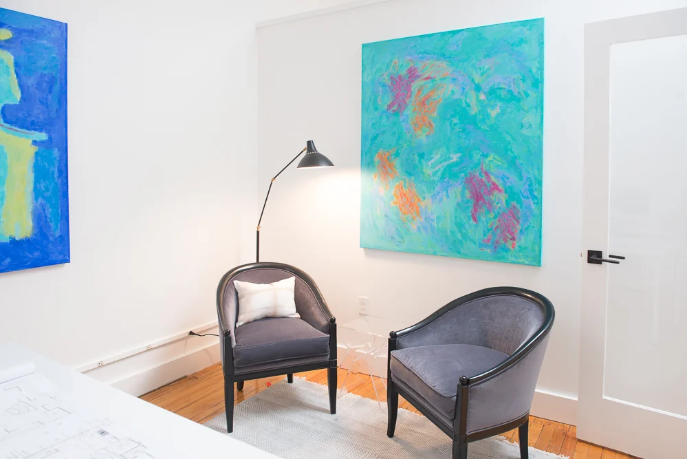Look familiar? These are restored chairs I blogged about here that are perfect for hosting clients in private meetings.