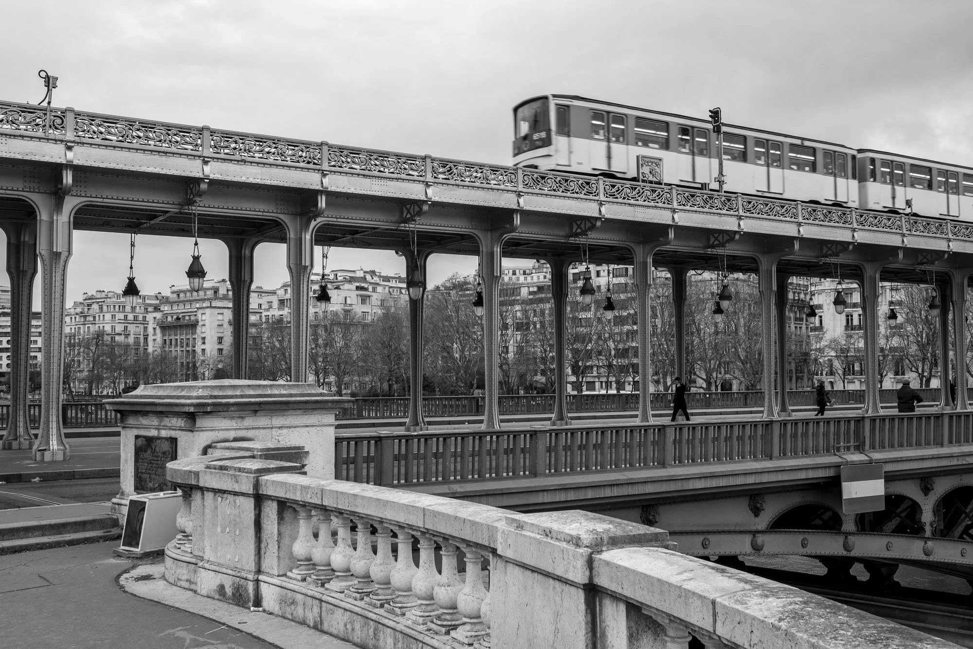  Metro train crossing the upper deck of the Pont de Bir-Hakeim, Paris. Photograph by Chris Perona. 