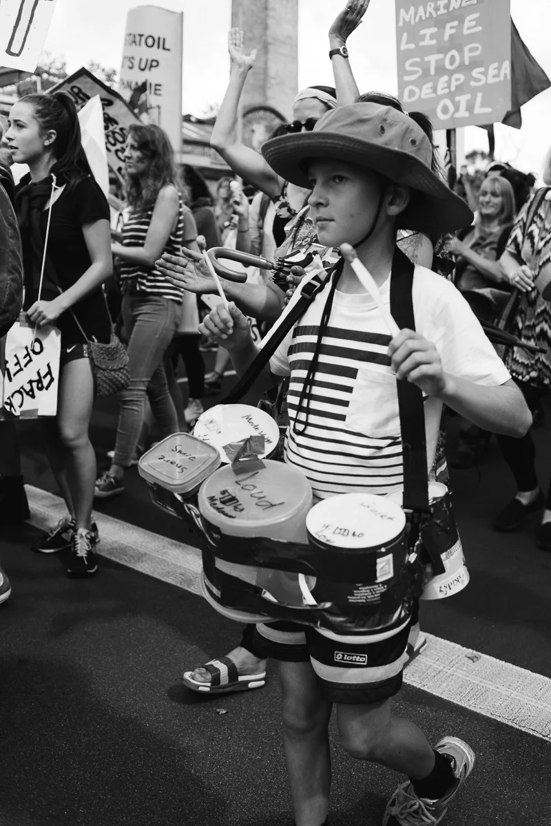 Greenpeace New Zealand stop deep sea oil protest black and white children photography