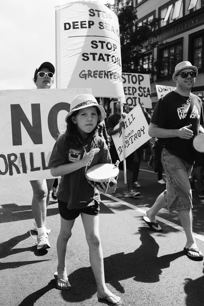 Greenpeace New Zealand stop deep sea oil protest black and white children photography