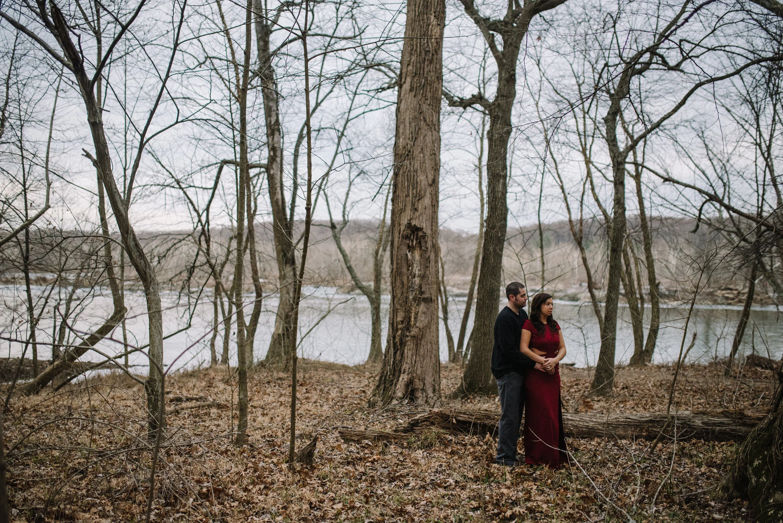 dramatic portrait from an engagement session in great falls park va