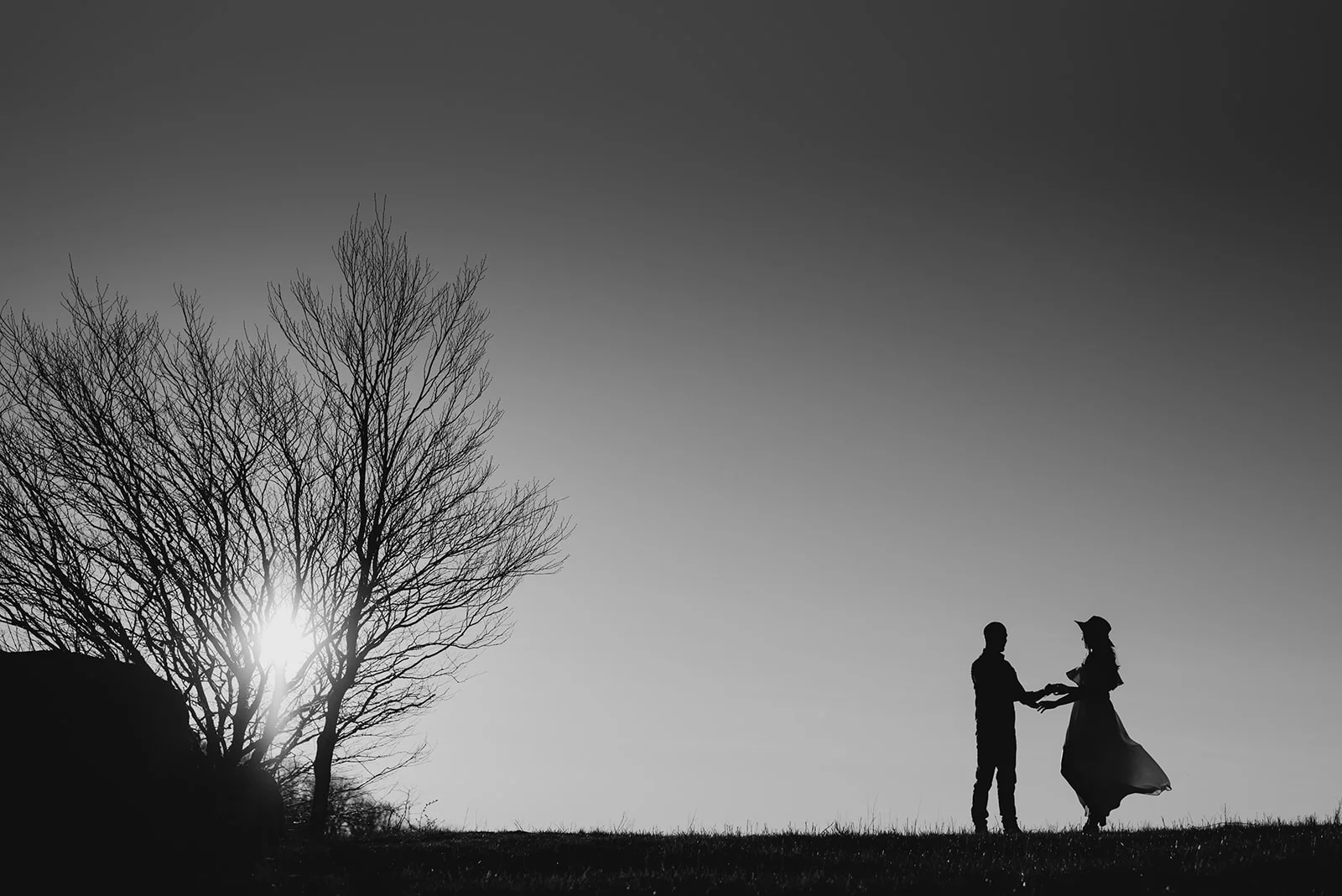 Virginia mountain engagement session Shenandoah valley at sunset silhouette