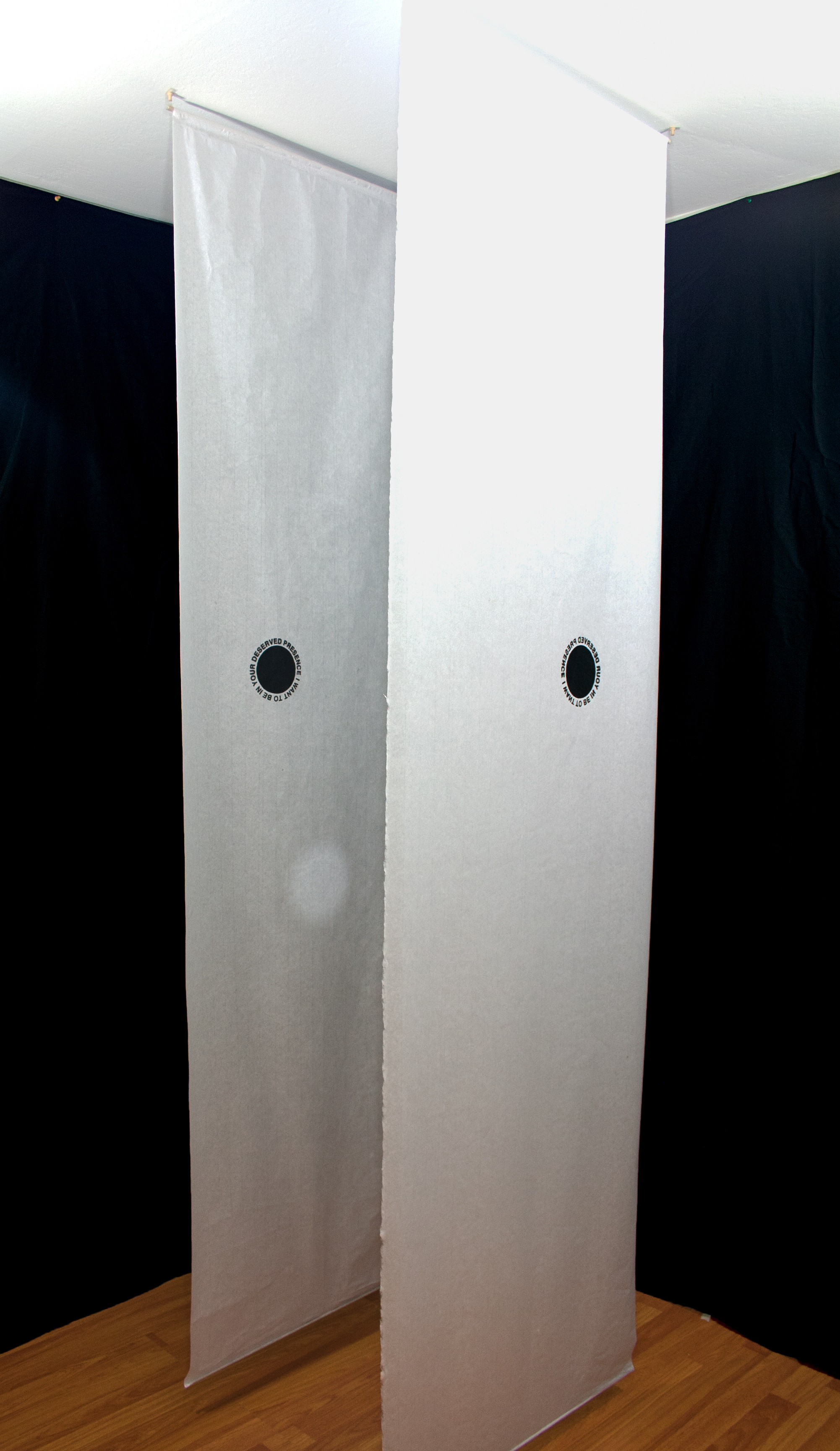I Want To Be In Your Deserved Presence Silkcreen on Mulberry 20 x 27 x 96 in 2014