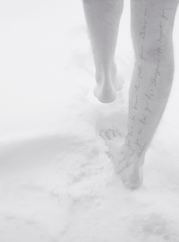 The Departure, 2016, archival Inkjet, silkscreen 24 x 18 in "Sometimes it feels like you have to become the path you're walking on. You look down that long road and you can feel your legs strengthen to support you for the necessary and inevitable walk..."