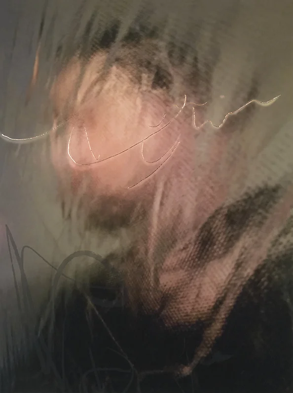 Only For A Second , 2018, Archival inkjet, silkscreen, copper leafing 24 x 18 in