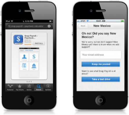 Screens from usability testing (set in iPhone context)