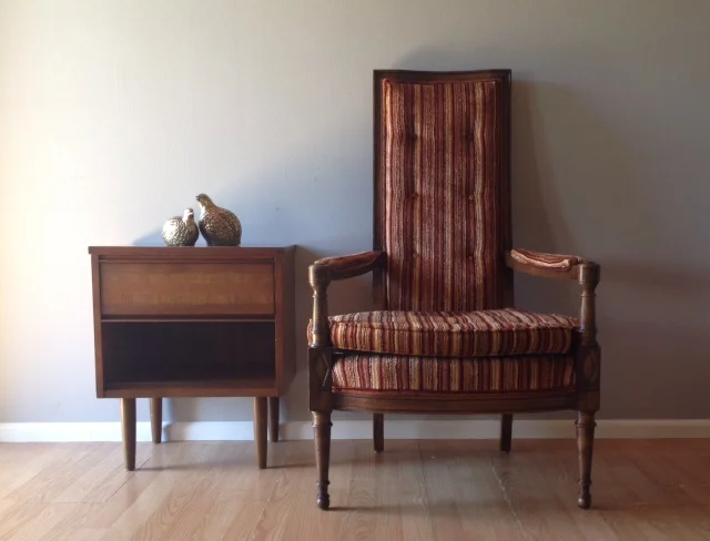 vintage Hollywood Regency high back chair.