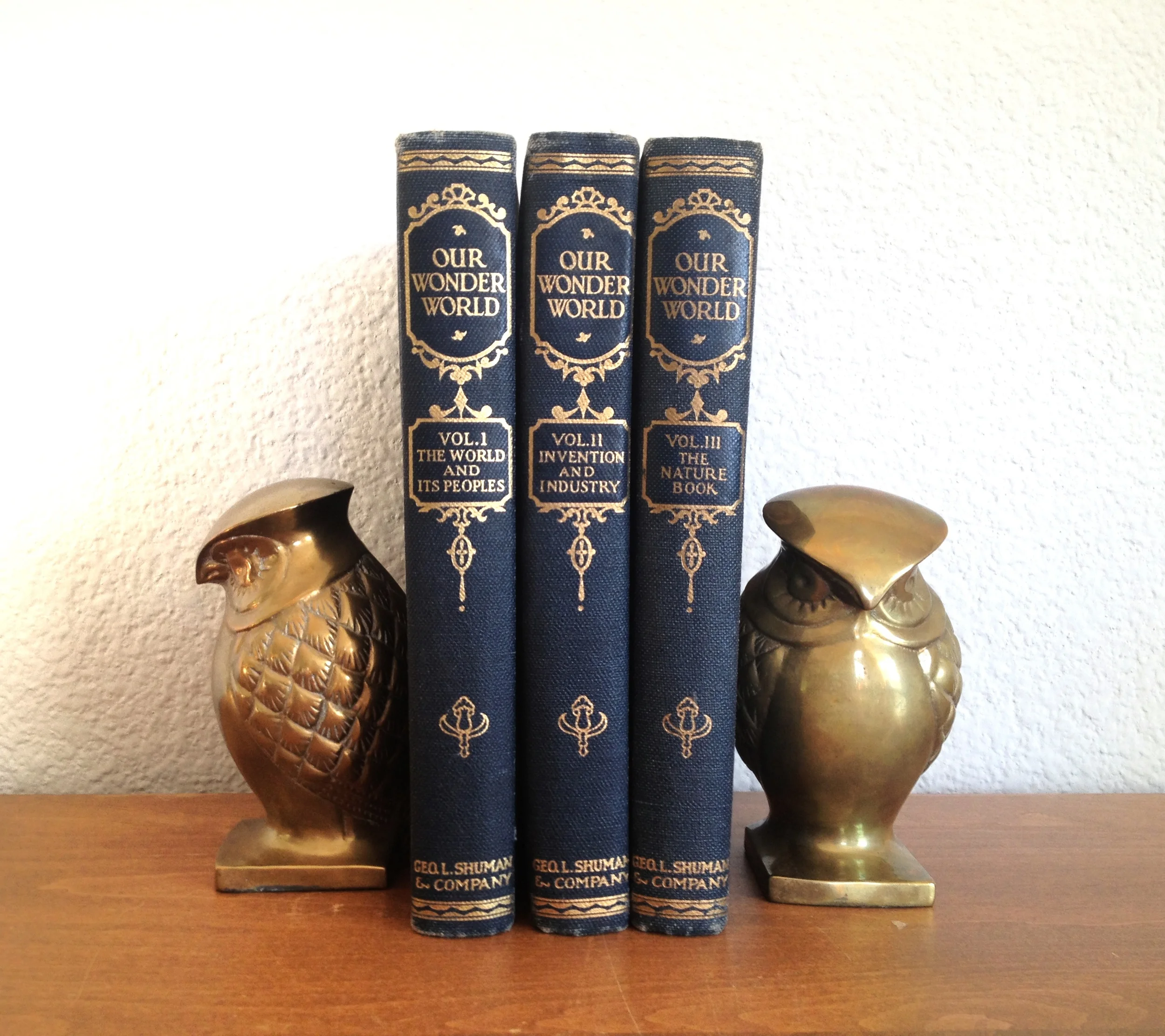 pair of mid century brass owl bookends.