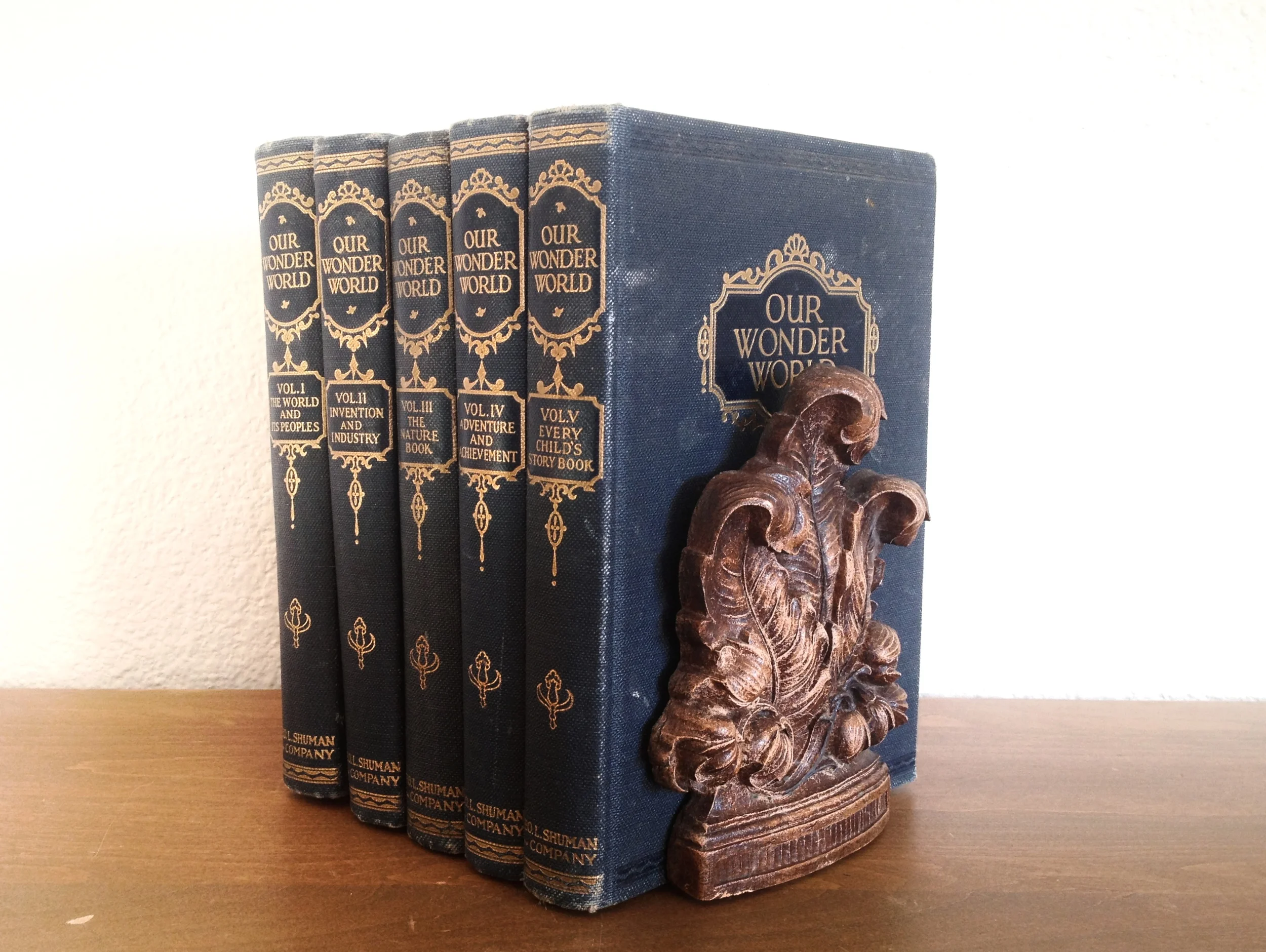 antique Syroco wood bookends.