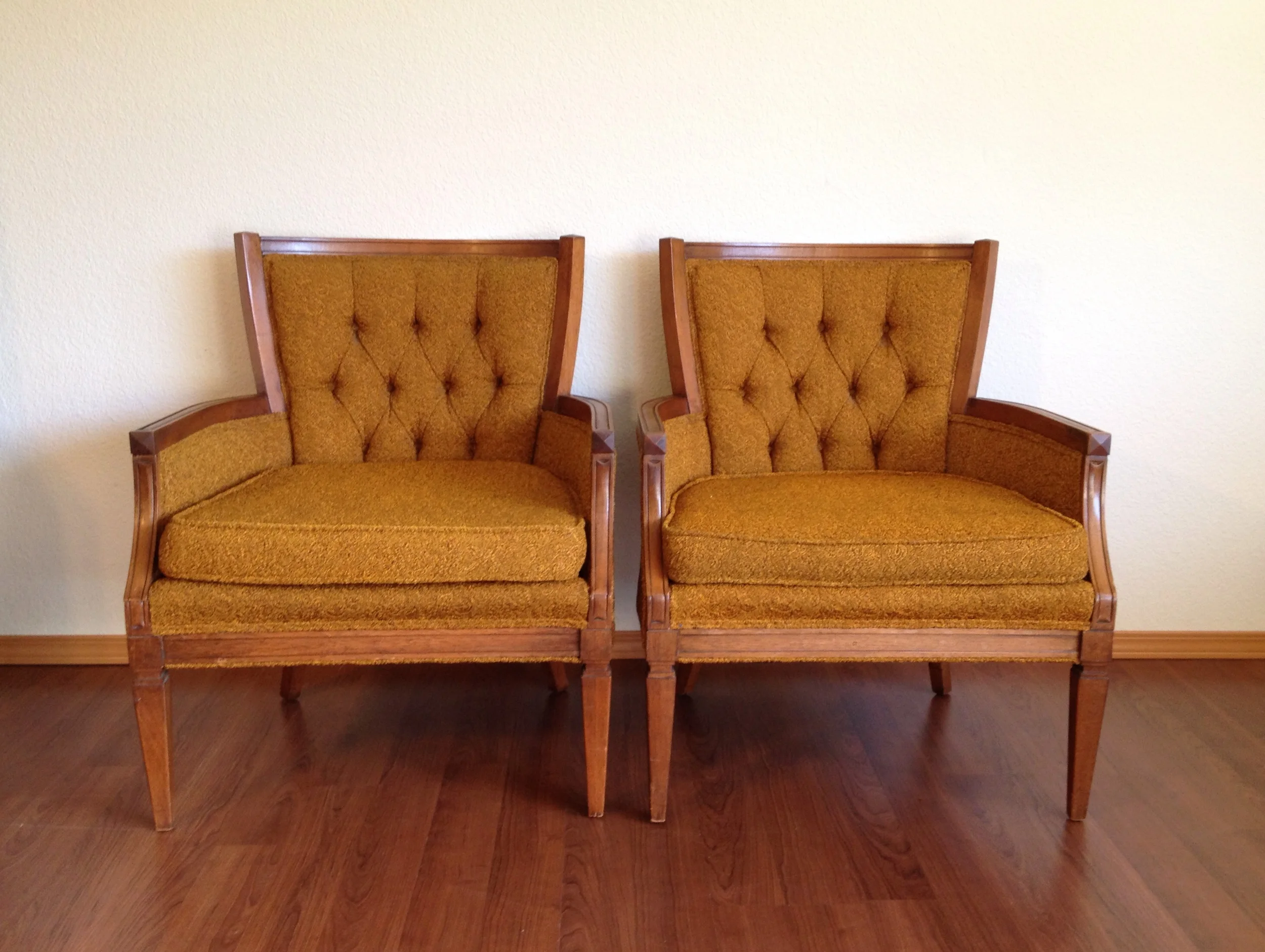 pair of vintage living room chairs.