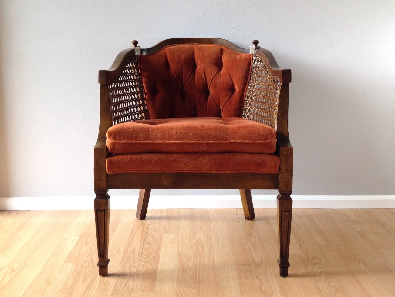 vintage Hollywood Regency cane chair.
