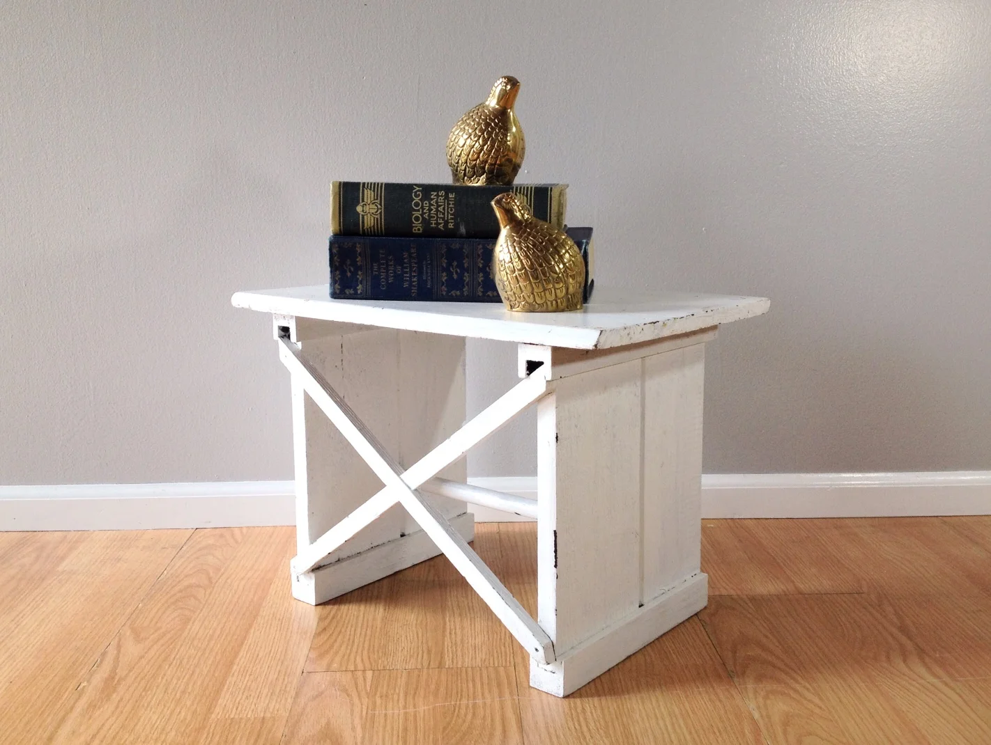 vintage primitive white step stool.
