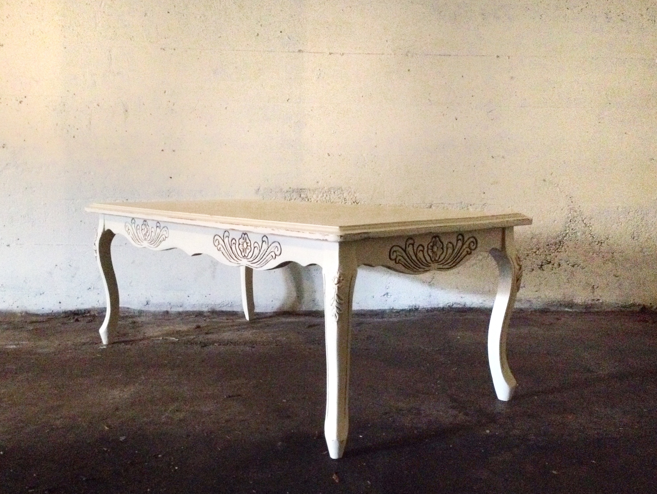 vintage distressed cottage chic coffee table.