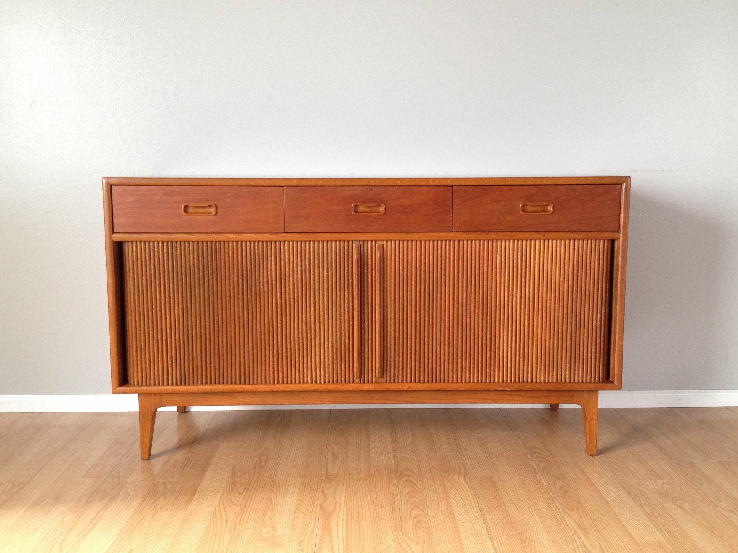 vintage mid century modern teak console.