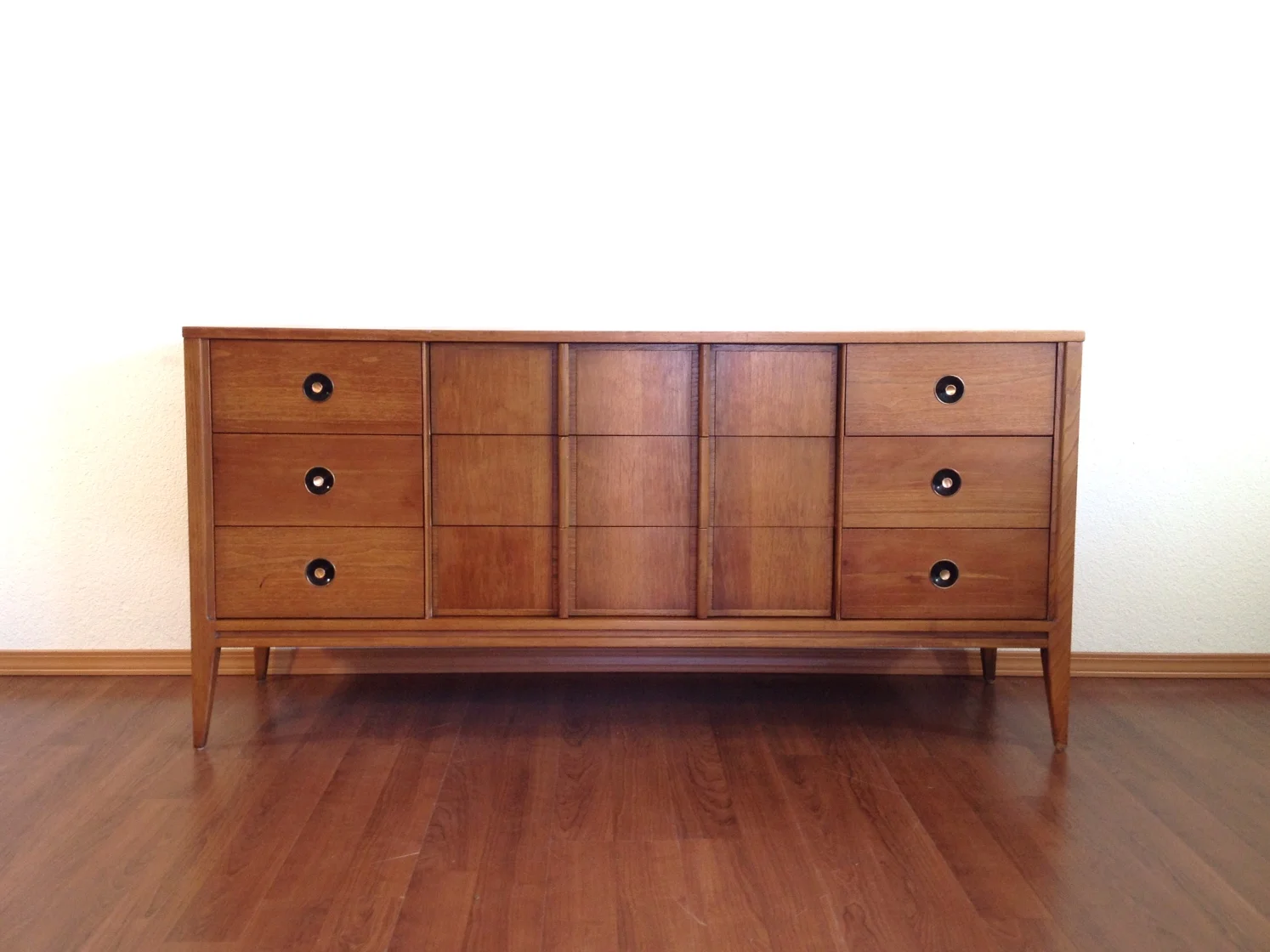 vintage mid century modern lowboy dresser.