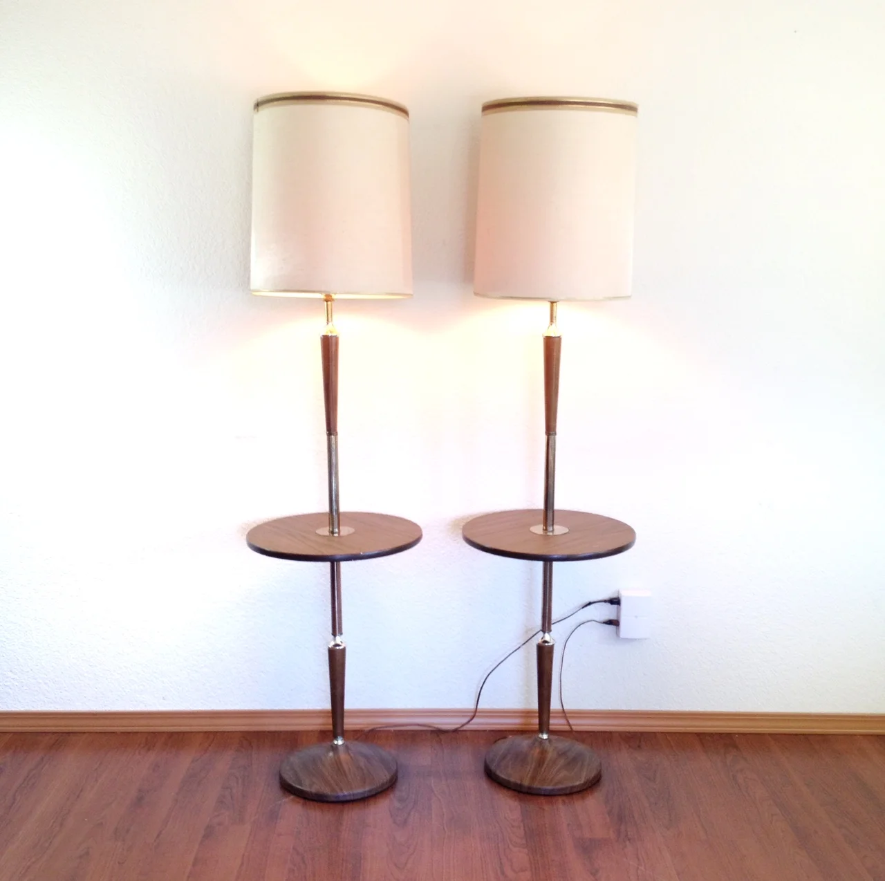 pair of vintage mid century modern lamp tables.