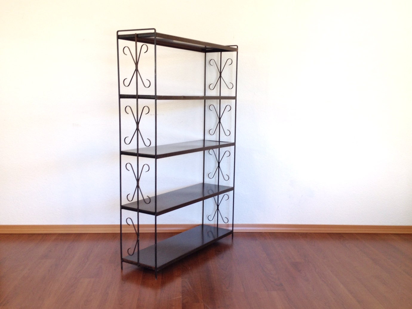 vintage metal bookcase.