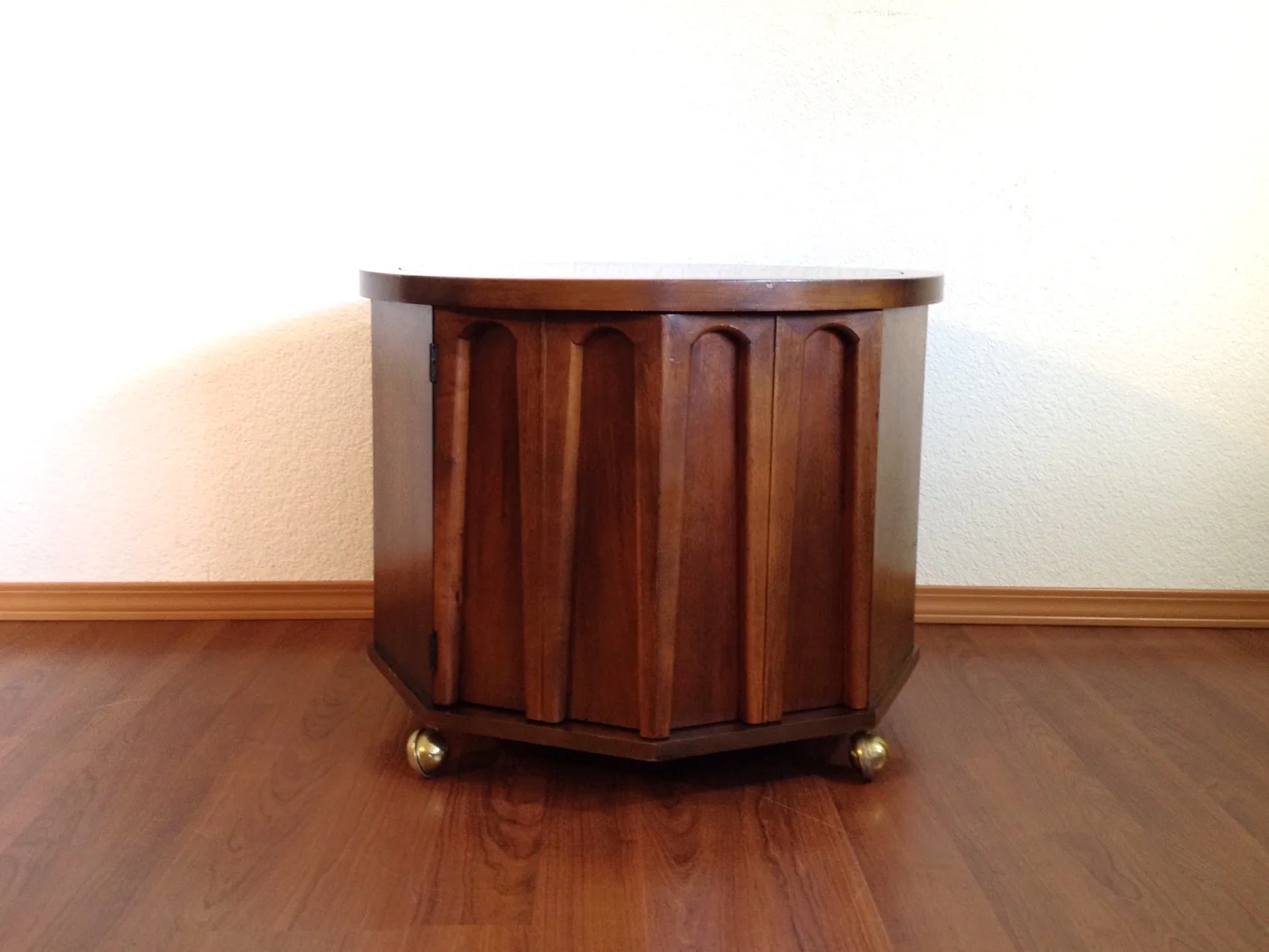 vintage octagonal storage side table.
