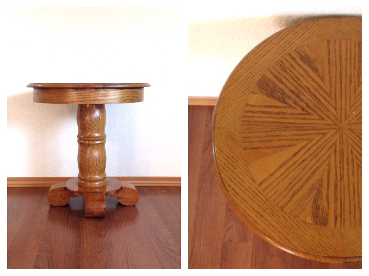 vintage oak pedestal table.