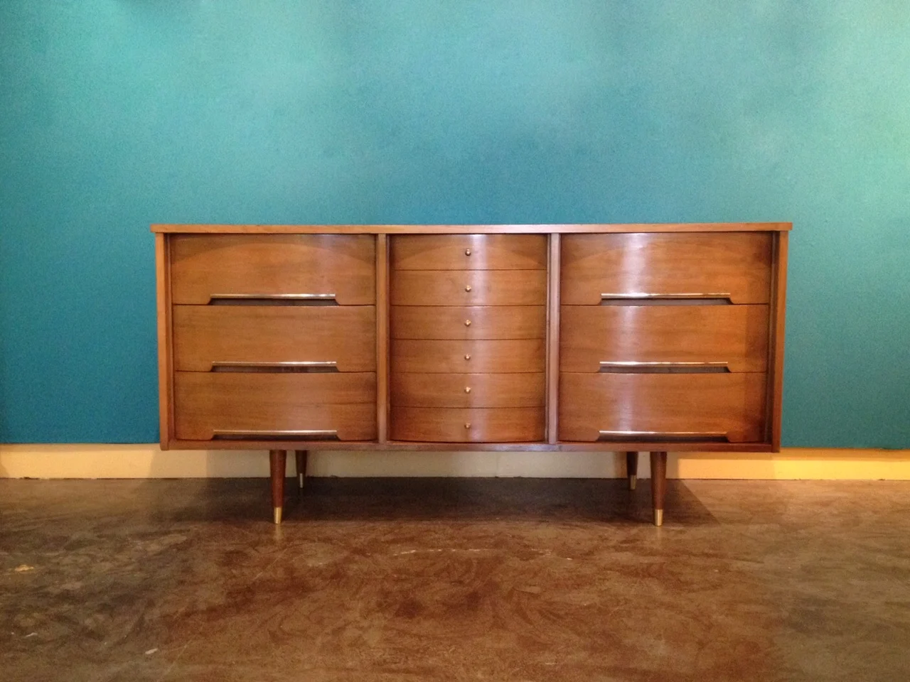 vintage mid century modern lowboy dresser.